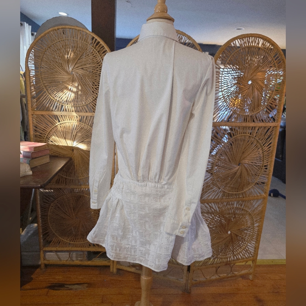 **Hold**Thakoon Button Down Shirt Dress Eyelet Flare Size 4 - Picture 5 of 10